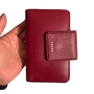 Fossil Red Leather Snap Wallet